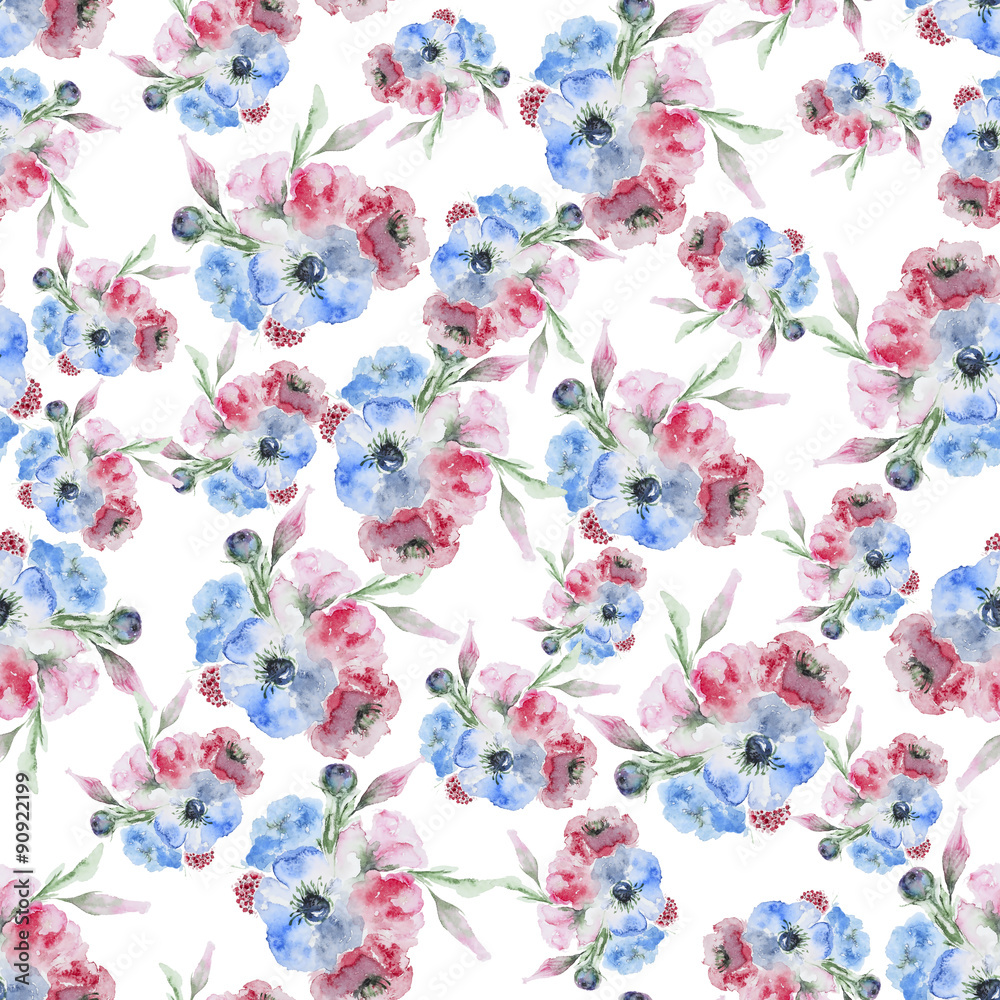 Watercolor Eustoma flower pattern Watercolor Eustoma flower pattern