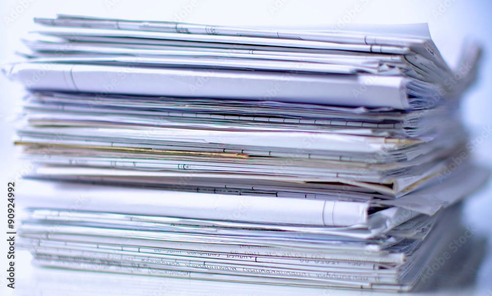 Big stack of papers ,documents on the desk Big stack of papers ,documents on the desk