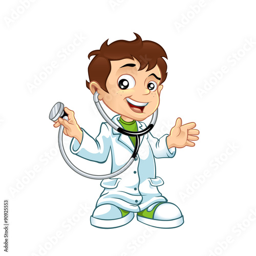 Cute little male doctor smiling 