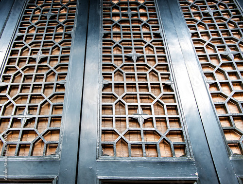 Looking up at chinese triditional door with pattern photo