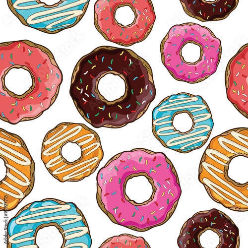 Vector seamless pattern with donuts