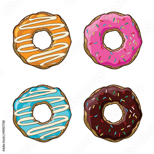 Vector set of bright donuts