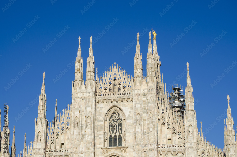 details Milan Cathedral on a sunny day