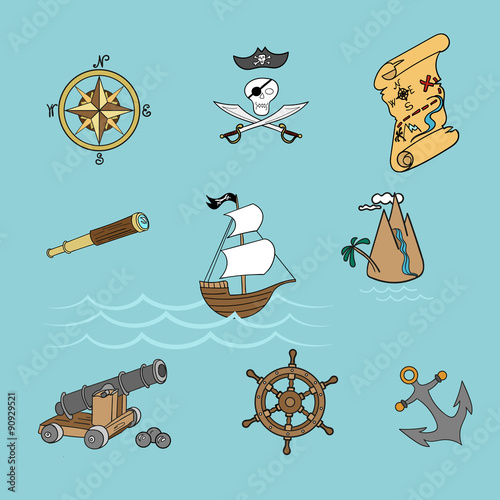 Illustration of elements of pirate life