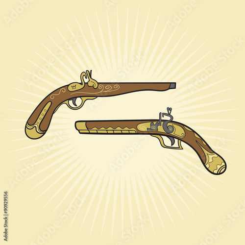 Vintage Crossed Flintlock Pistols