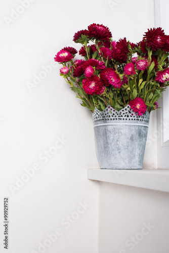 Wallpaper Mural Red flowers in metal vase Torontodigital.ca
