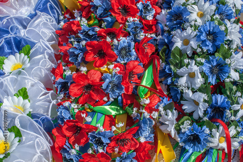 Fototapeta Naklejka Na Ścianę i Meble -  artificial flowers made of fabric texture background