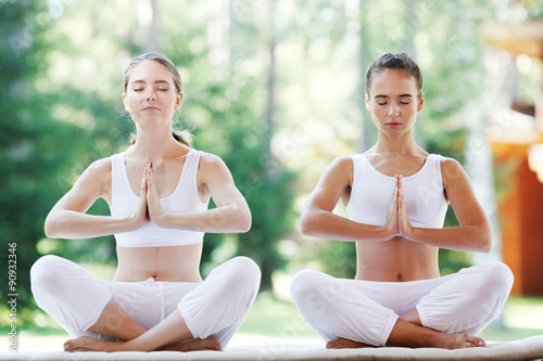 group yoga session at park