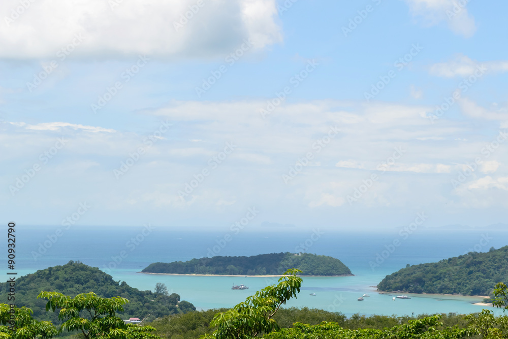 Khao-Khad Viewpoint , Bird eye view of Phuket, Thailand 