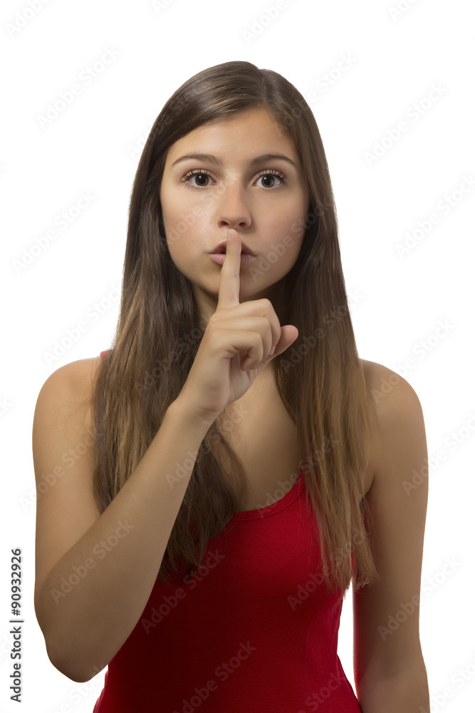beautiful teenage girl shushing portrait beautiful teenage girl shushing portrait