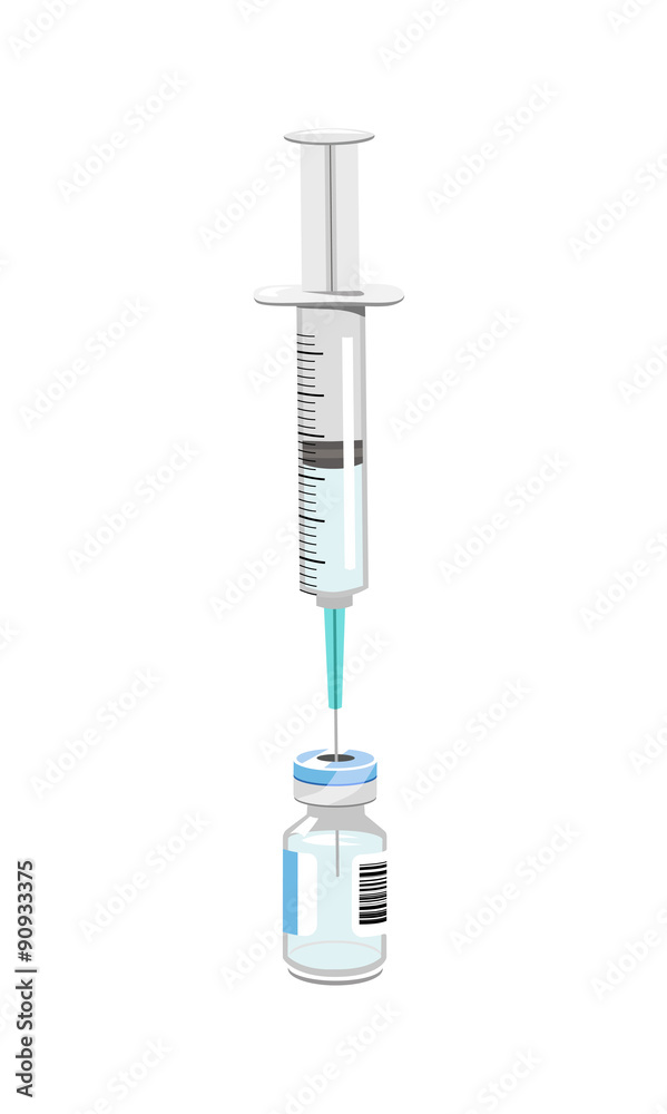 Vector image of vaccine syringe and vial Vector image of vaccine syringe and vial