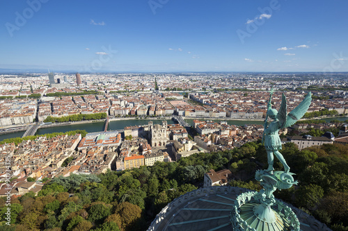 Lyon from the top of Notre Dame de Fourviere