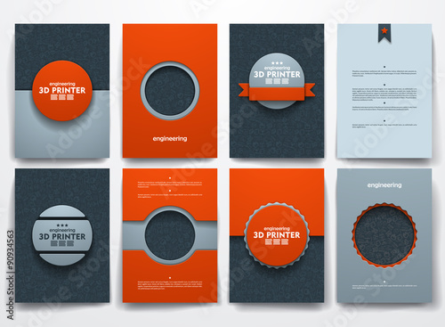 Vector brochures with doodles backgrounds on three d printer