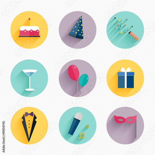 Party Icons and Celebration Icons with White Background