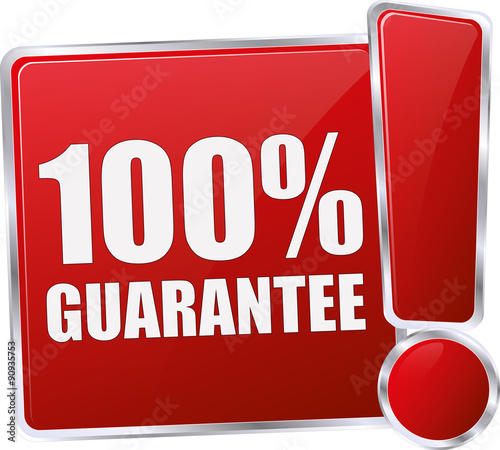 modern red 100% guarantee sign
