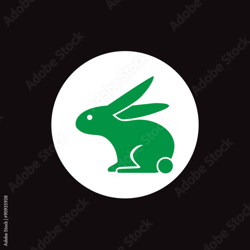 vector illustration of green rabbit. not tested on animals sign.