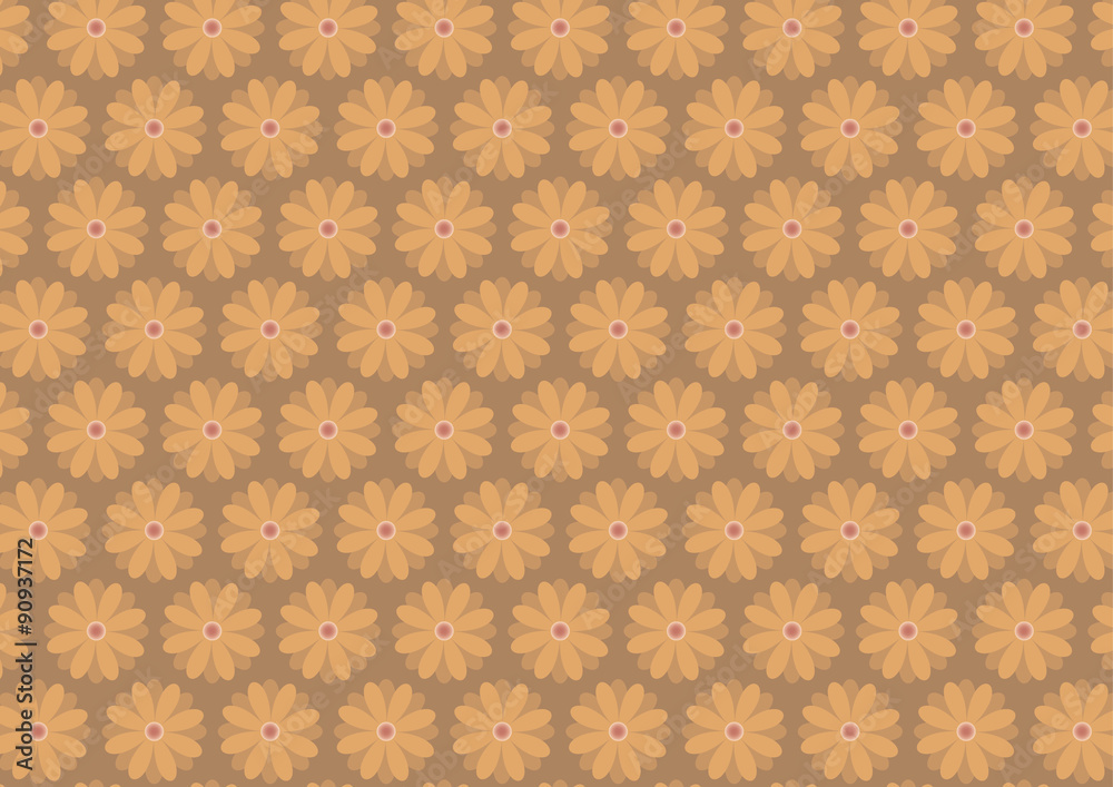 Autumn floral pattern in ochre color shades