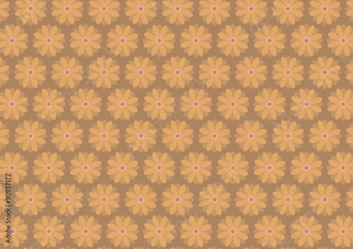 Autumn floral pattern in ochre color shades