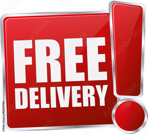 modern red free delivery sign