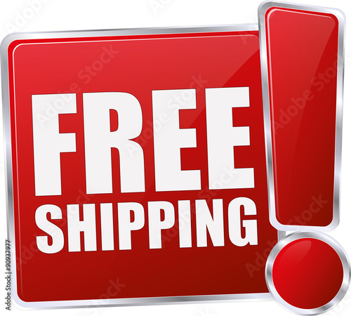 modern red free shipping sign