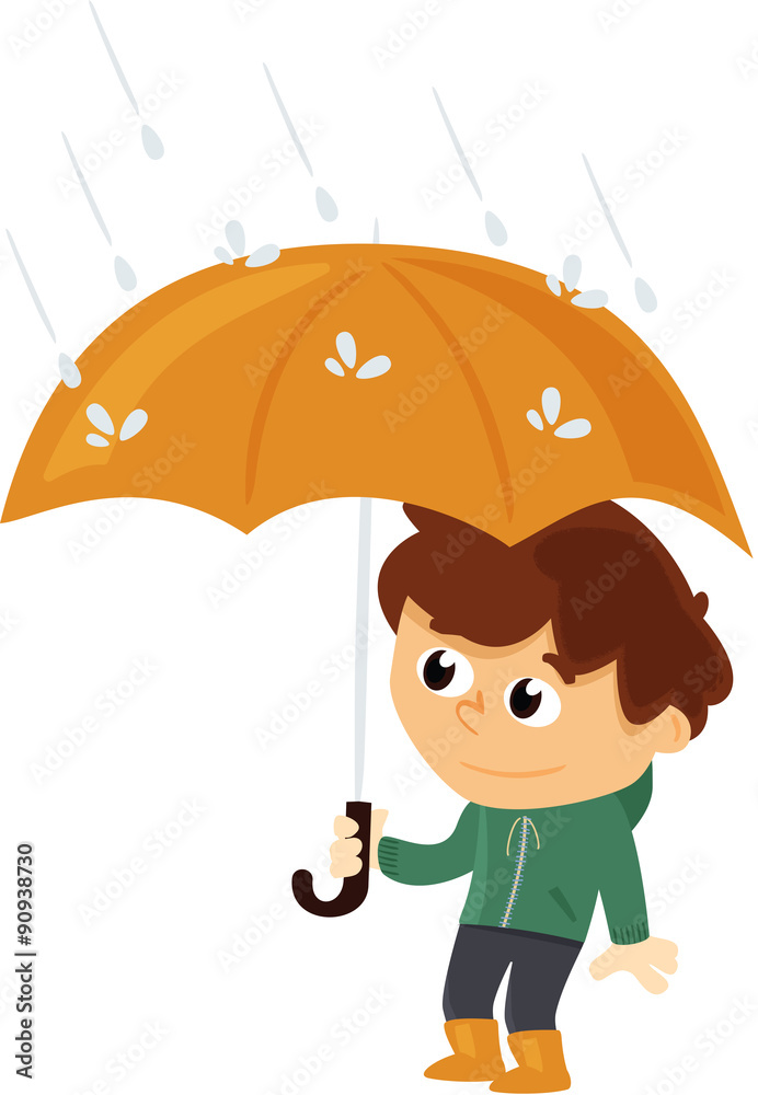 enfant sous la pluie