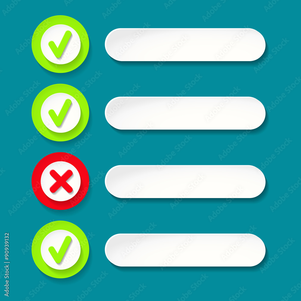 Green and red checkmarks Green and red checkmarks