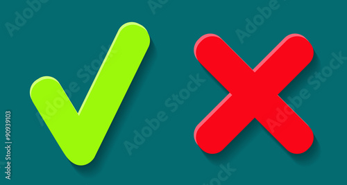 Green and red checkmark