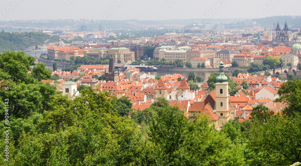 panorama of Prague with river Vltava