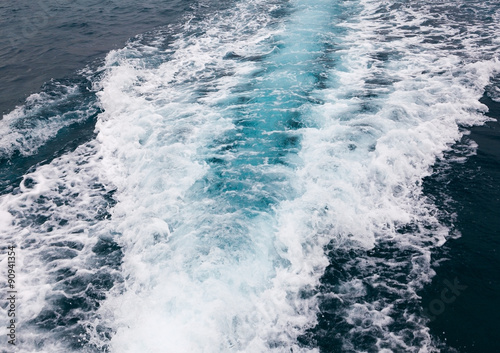 waves from a motorboat closeup