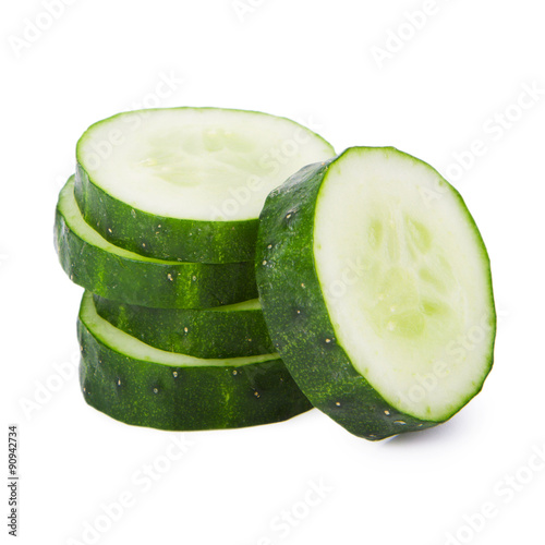 Cucumber slices isolated on a white background