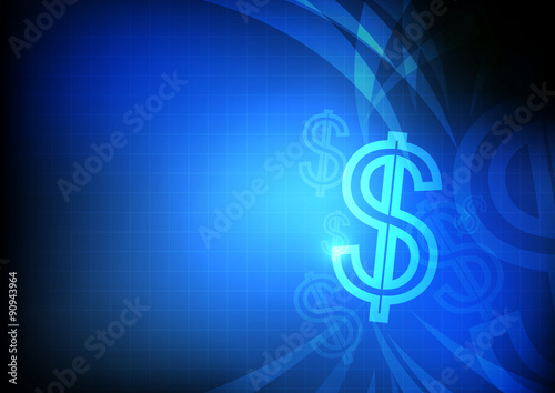 Vector : Dollars symbol with grid and blue background