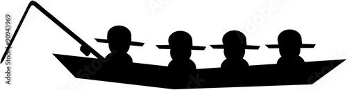 Fishing men sitting in boat