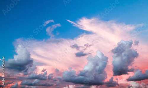 Dramatic colorful cloudscape, summer evening sky