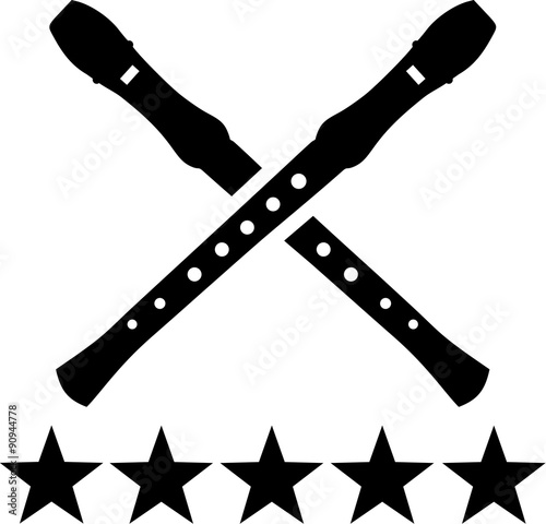 Crossed flutes with stars
