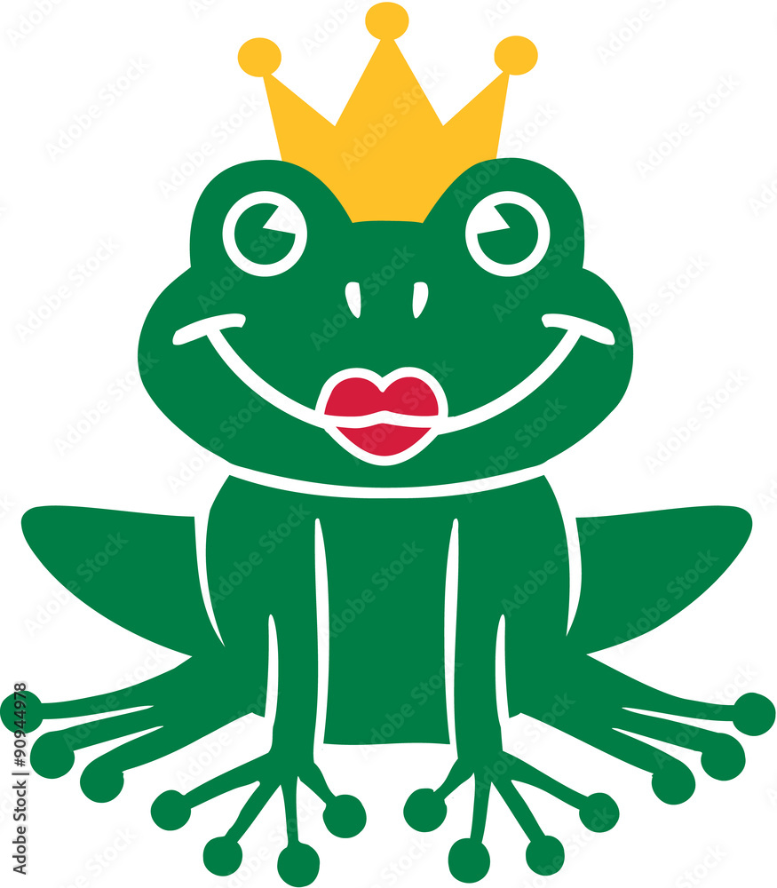 Naklejka premium Frog king with kiss mouth