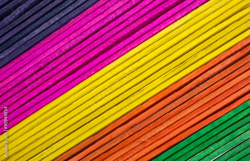 Colorful craft sticks at an angle