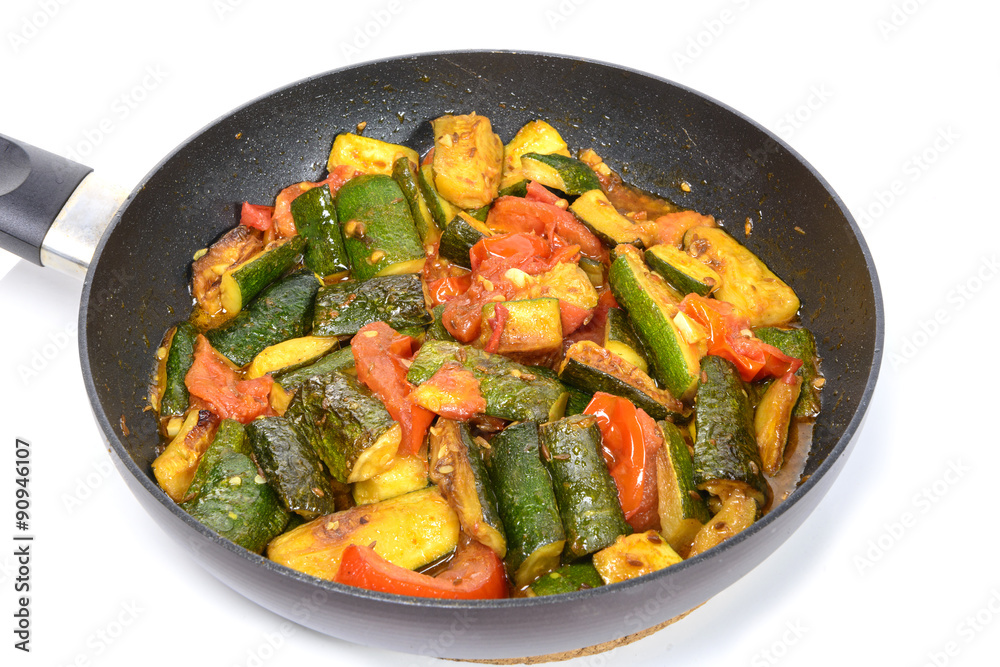fricassee of vegetables to the pan
