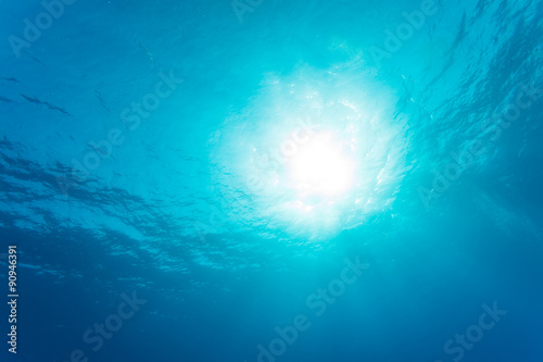Underwater Scene with Sunlight Beams