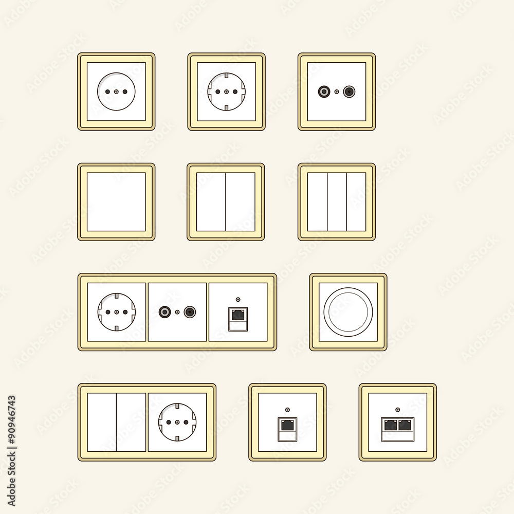 Set of classic sockets Set of classic sockets