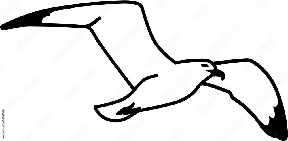 Naklejka premium Seagull hand drawn