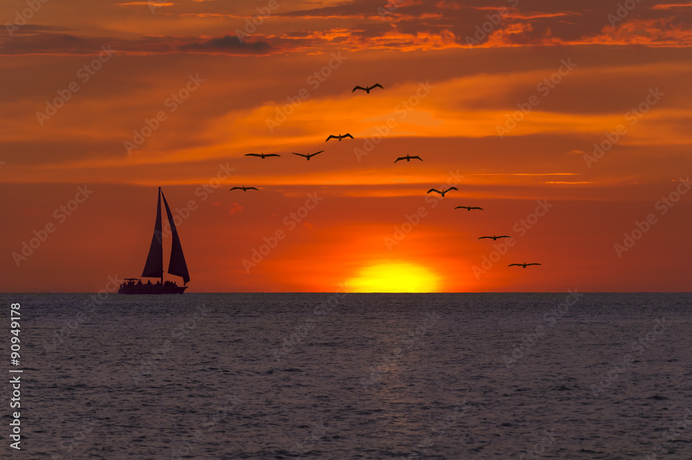 Sailboat Sunset Fantasy