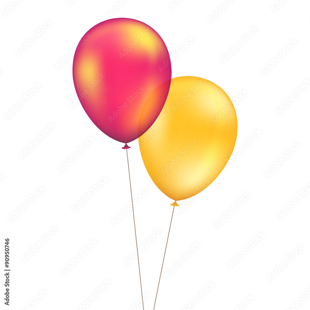 Vector Red Orange Yellow Balloons Set Isolated on Background Vector Red Orange Yellow Balloons Set Isolated on Background