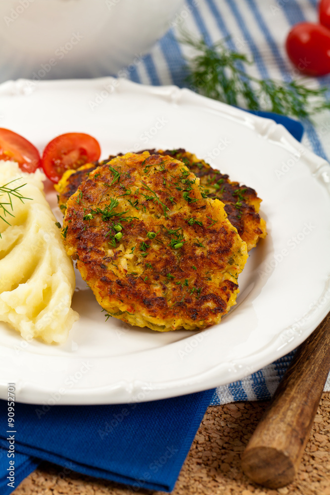 Homemade Crab Cakes. Selective focus.