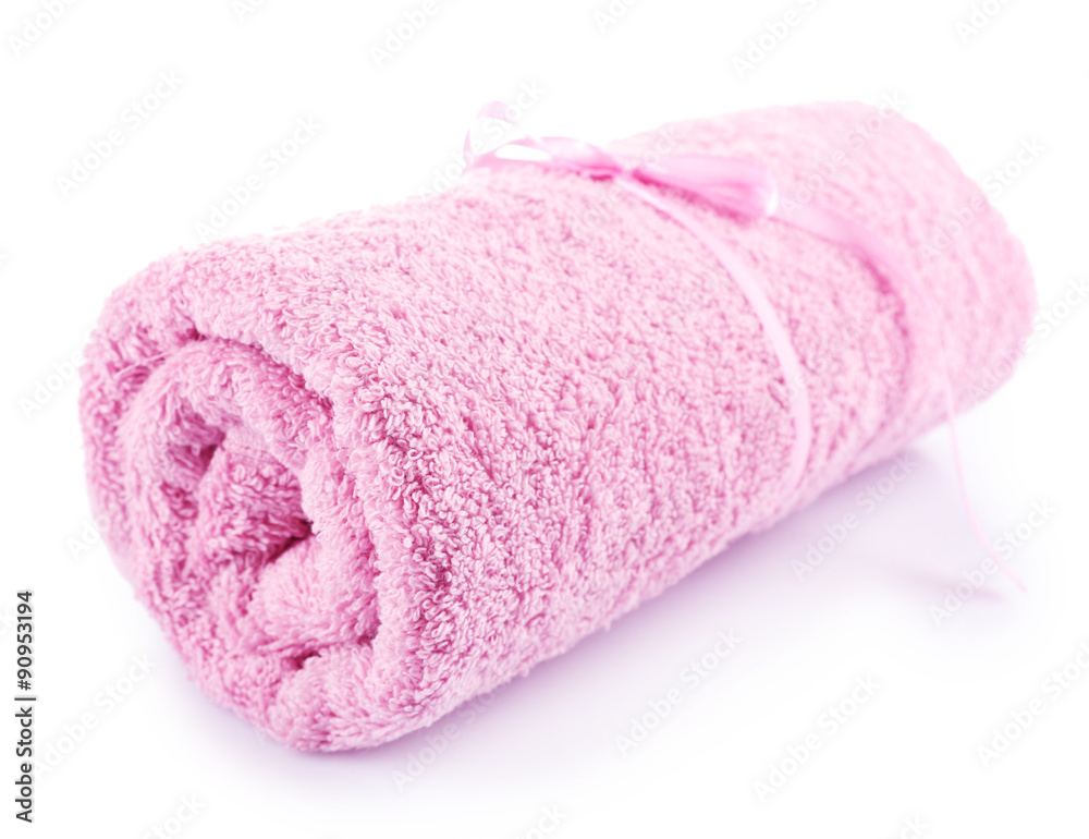 Rolled up colorful towel isolated on white