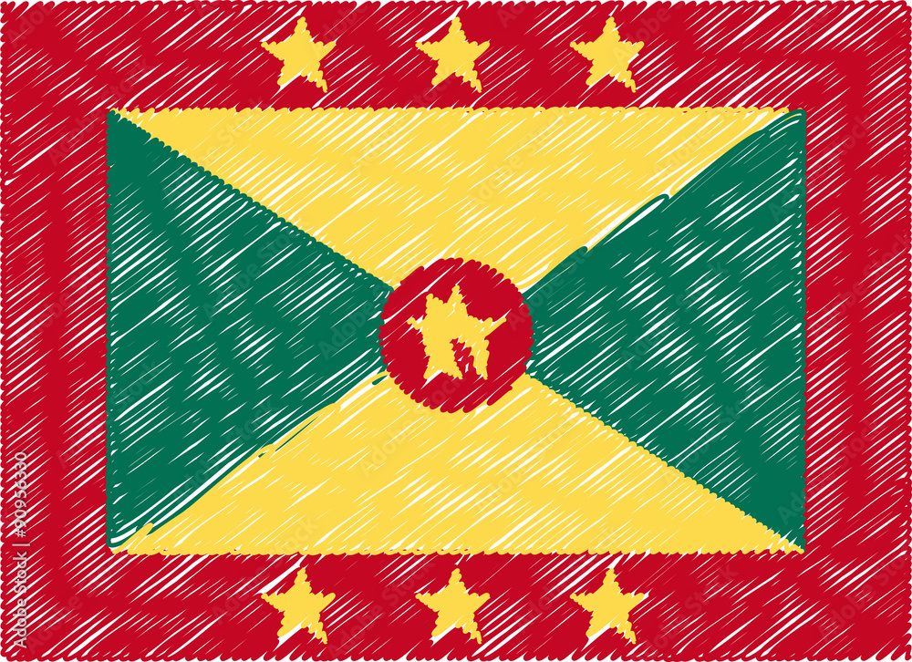 Fototapeta premium grenada flag embroidered zigzag
