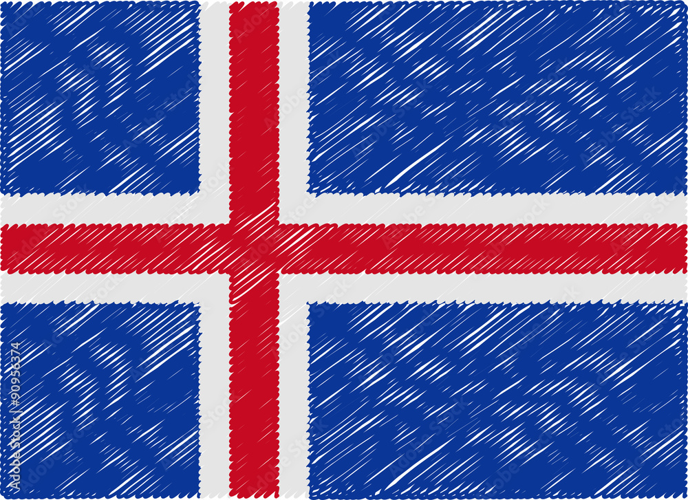 Fototapeta premium iceland flag embroidered zigzag