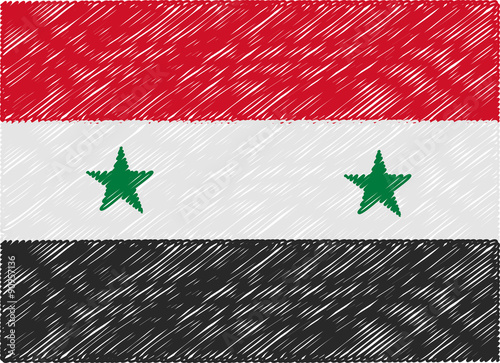 syria flag embroidered zigzag