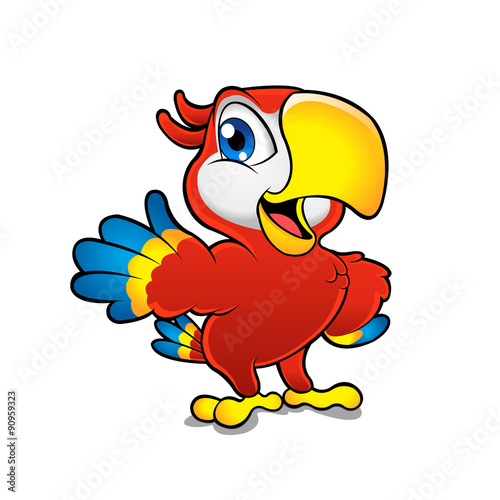 Cute cartoon colorful macaw 