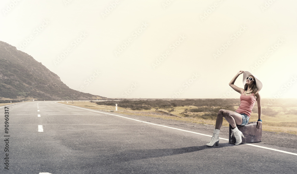 Fototapeta premium Hitch hiking traveling