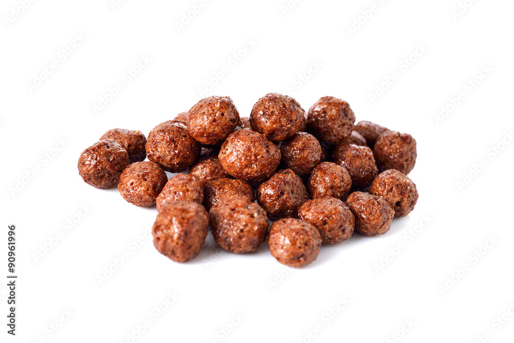 cereal chocolate balls on white background cereal chocolate balls on white background